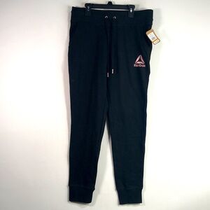 Reebok Glimmer Cuffed Jogger, Women's Size M - Black/Rose Gold